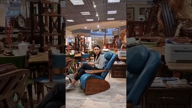 Кресло-качалка с необычными кожаными вставками в подлокотниках из массива смотреть онлайн