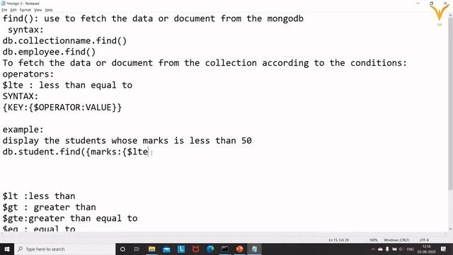 FIND FUNCTION AND RELATIONAL OPERATORS | Big Data MongoDB | MongoDB Crash Course смотреть онлайн
