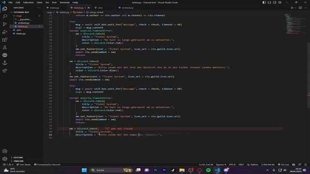 Discord bot Programming | Part 4 | Setting up the ticket System #python #discordbot #pythonbot смотреть онлайн