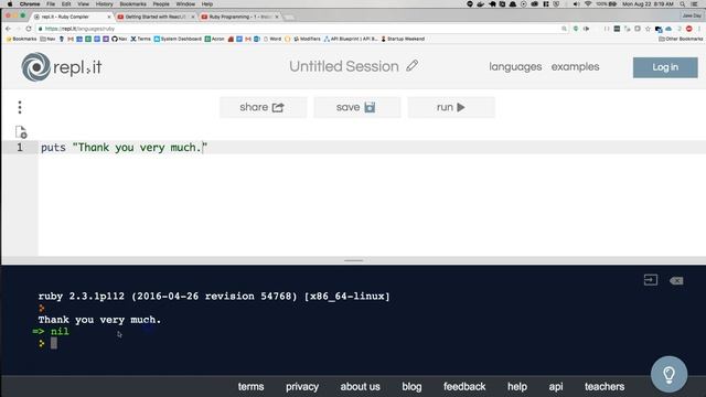 Ruby Programming - 1.1 - Online Terminal and Editor смотреть онлайн