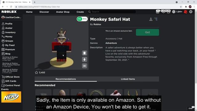 [FREE ITEM] How to get MONKEY SAFARI HAT! (AMAZON EXCLUSIVE) [ROBLOX] смотреть онлайн