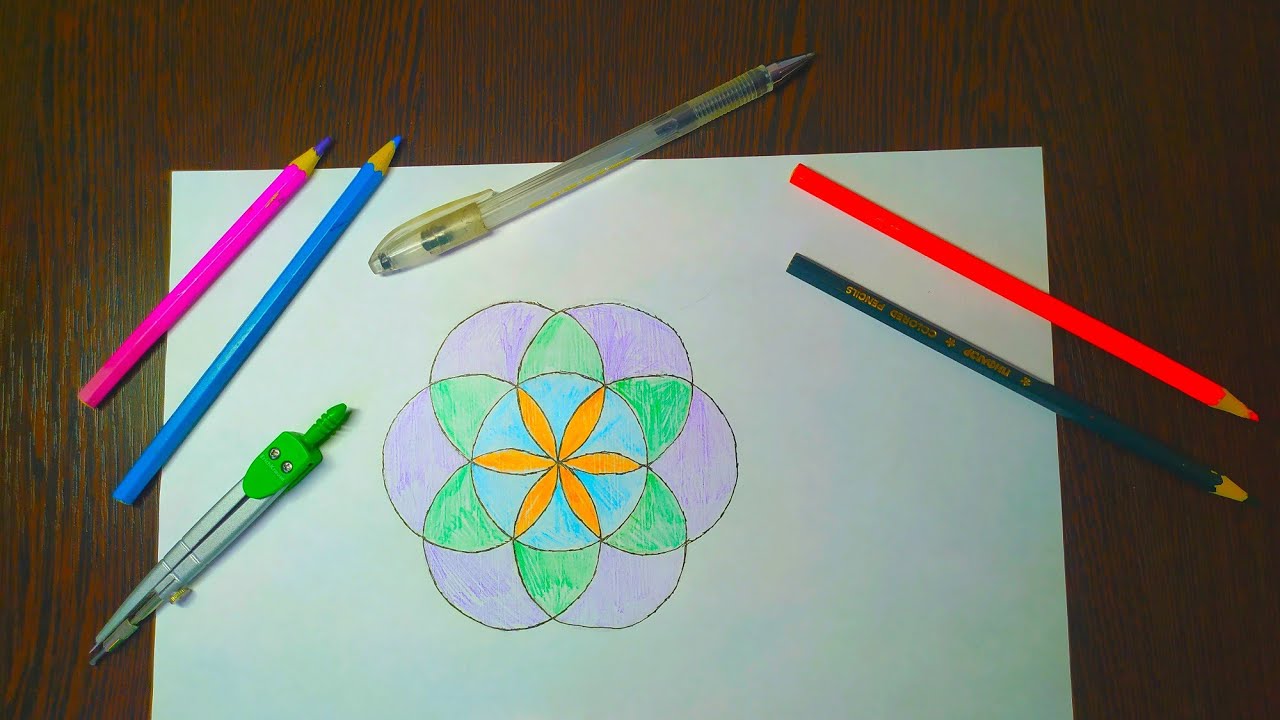 Рисунок гелевой ручкой|Рисунок циркулем|Рисуем узоры гелевой ручкой|Рисунок цветными карандашами смотреть онлайн