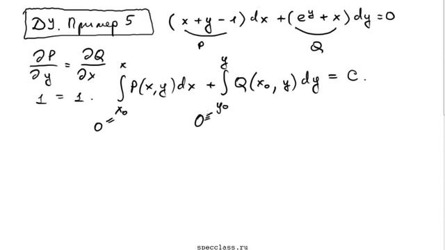 Решение диффура в полных дифференциалах