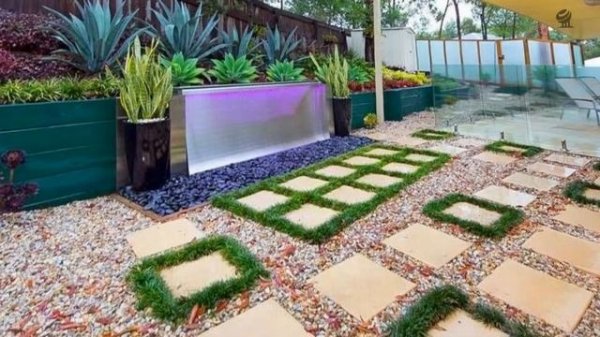 Landscape design in high tech style