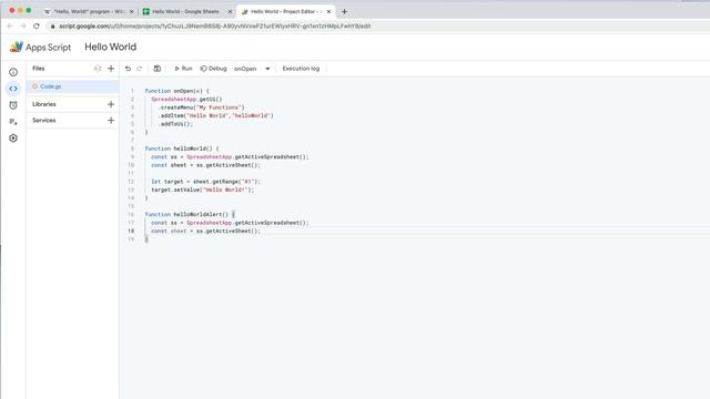 Hello World! For Google Apps Script + Google Sheets смотреть онлайн