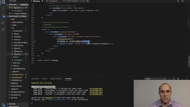 [8] Add Signup component validation, messages and loading - Ecommerce Tutorial using MERN Stack смотреть онлайн