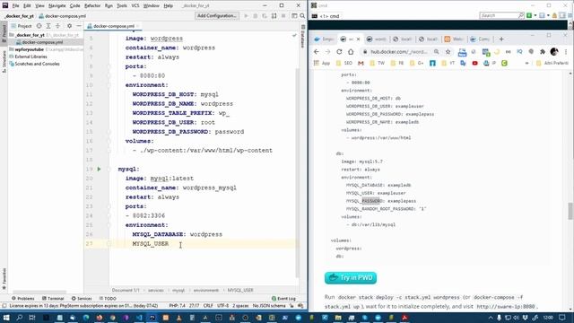 Docker compose tutorial WordPress con php, mysql, apache, phpmyadmin e volumes su Windows 10 in ita смотреть онлайн