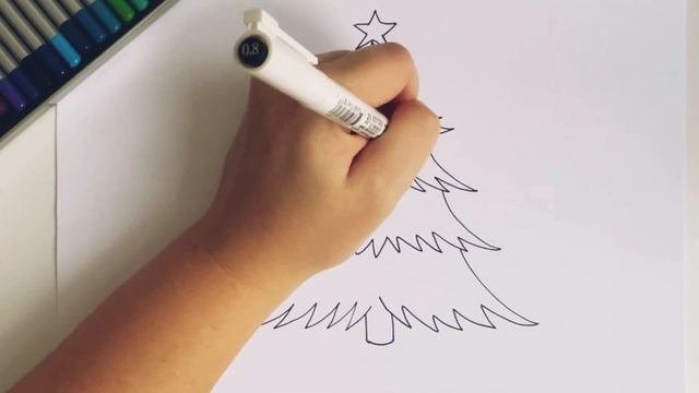 Как нарисовать ёлку на Новый год | Рисуем елку карандашом поэтапно | Новогодние рисунки легко прост смотреть онлайн