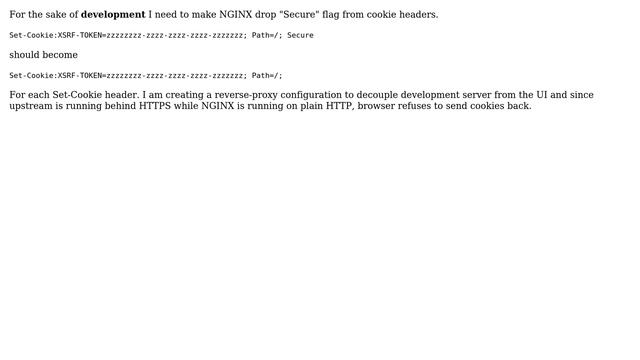 Nginx reverse proxy - remove "Secure" from cookies смотреть онлайн
