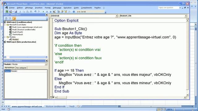 Excel VBA - Structure Conditionnelle смотреть онлайн