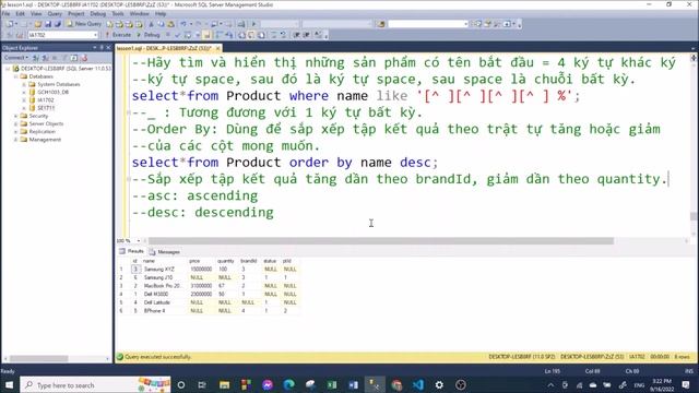 SQL Server-IA1702: Buổi 4. between, in, like, order by, sum, avg, count, max,min, subquery, group b смотреть онлайн