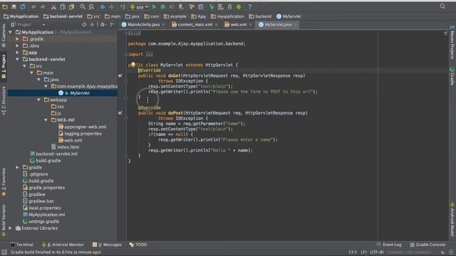 Servlet In Google App Engine Tutorial using Android Studio part-1 смотреть онлайн