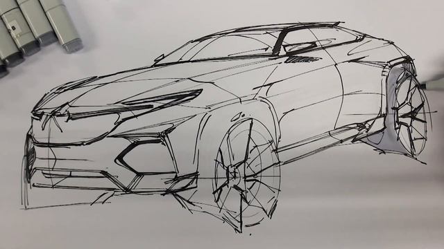 How to sketch a car(Mercedes Benz EV CUV Design sketch) смотреть онлайн