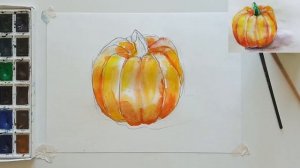 Рисуем тыкву акварелью