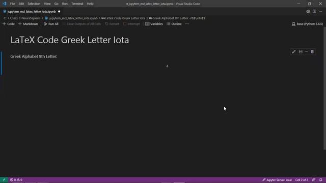 Jupyter Notebook | Markdown | LaTeX | How to Show Greek Letter Iota Using LaTeX Code смотреть онлайн