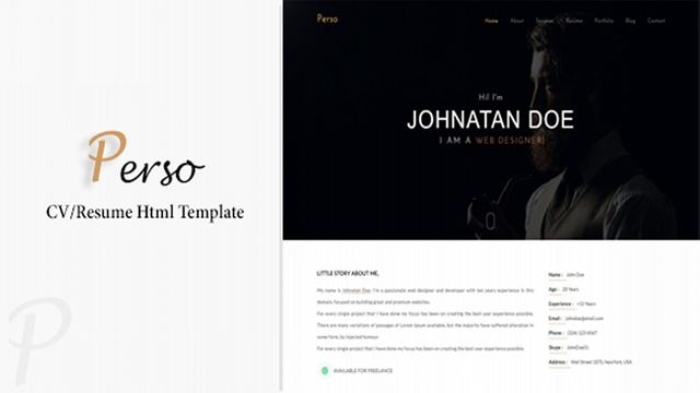 Perso - Personal Resume / CV / Portfolio HTML Template | Themeforest Website Templates and Themes смотреть онлайн
