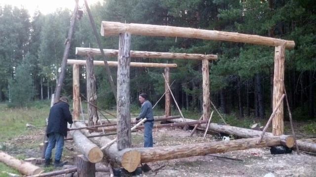 Строим беседку 7500x4500мм из бревен. Часть 2. смотреть онлайн