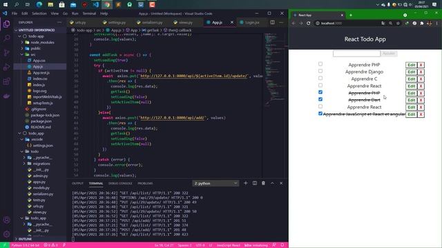 Comment créer un todo app avec Reactjs, Django et Django RestFramwork смотреть онлайн