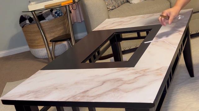 Faux Marble Coffee Table with Contact Paper| super quick & easy * * смотреть онлайн