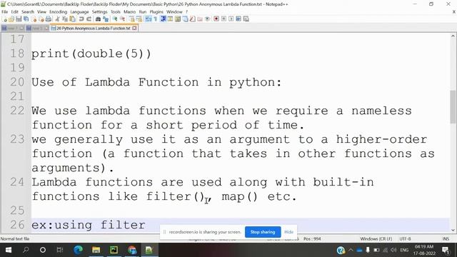 Basic Python 26: Anonymous Function | Lambda Function in Python смотреть онлайн