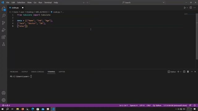 code python [ Print data as a table ] смотреть онлайн