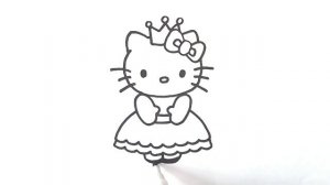 Как нарисовать Хелло Китти - принцессу. Раскраска для детей. Рисование для начинающих.