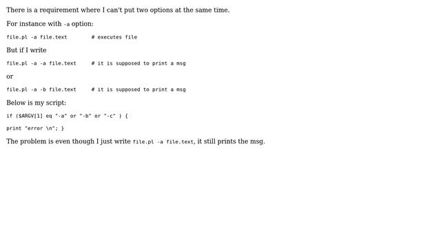 Perl only one option at a time смотреть онлайн