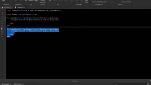 Roblox Scripting Tutorial #7 - Detect key/mouse inputs (UserInputService)