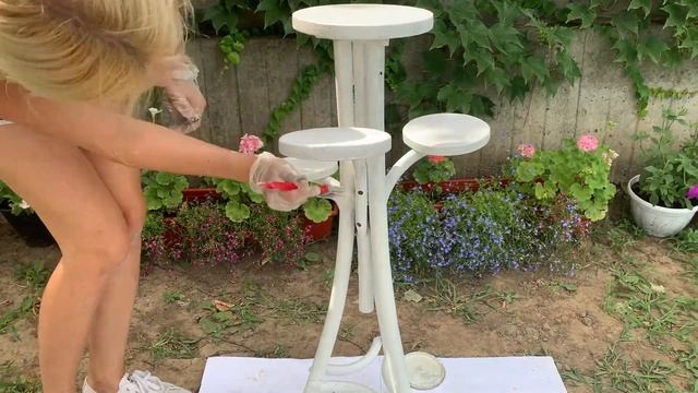 ПЕРЕДЕЛКА СТАРОЙ ПОДСТАВКИ ДЛЯ ЦВЕТОВ ? DIY ? VINTAGE FLOWER STAND смотреть онлайн