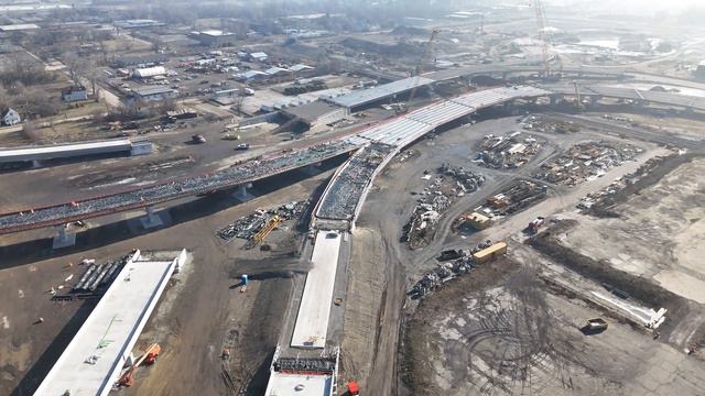 Aerial View of Gordie Howe Bridge I-75 Interchange Construction | Drone Footage. Feb 2024 смотреть онлайн
