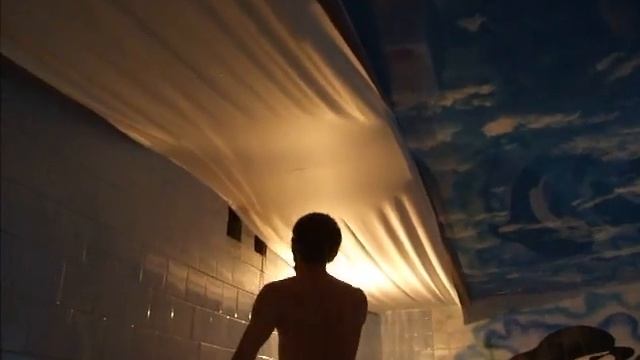 Монтаж декорированого натяжного потолка в бассейне. Бассейн с декорированым натяжным потолком смотреть онлайн