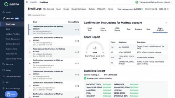 Mailtrap Email API/SMTP Service Overview