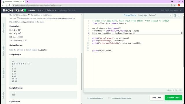 Python | collections.Counter() | Hackerrank Solution смотреть онлайн