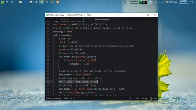 rotating a rectangle in pygame смотреть онлайн