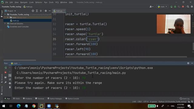 Turtle racing with python смотреть онлайн
