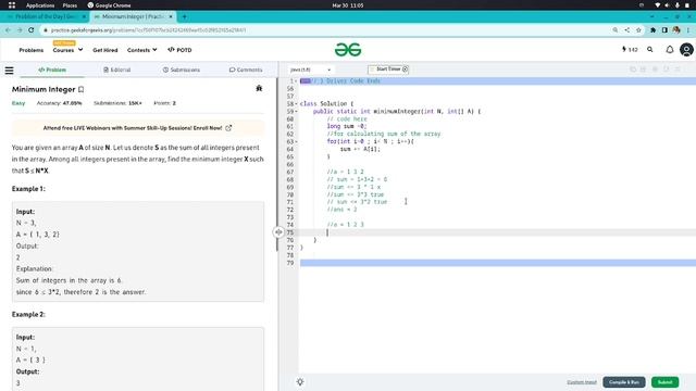 Minimum Integer | GeeksForGeeks Problem of The Day Solution | 30th March 2023 |GFG POTD | Java & C+ смотреть онлайн