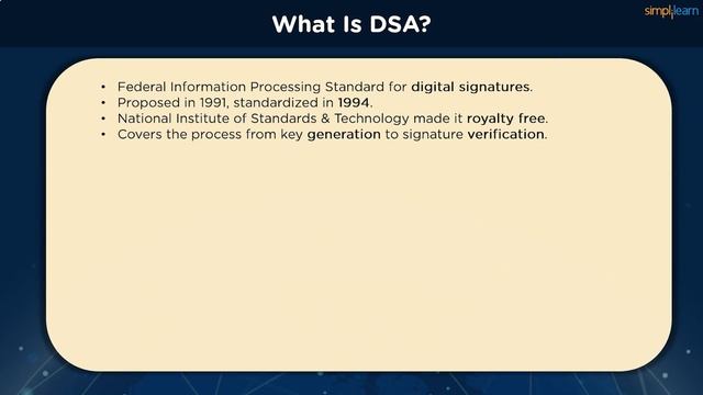 DSA Algorithm | DSA Algorithm Explained | Digital Signature Algorithm | Simplilearn смотреть онлайн
