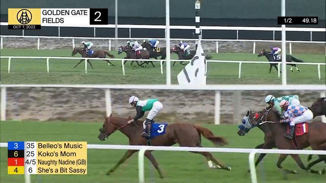 Naughty Nadine Wins Race 2 On October 1, 2022 At Golden Gate FIelds