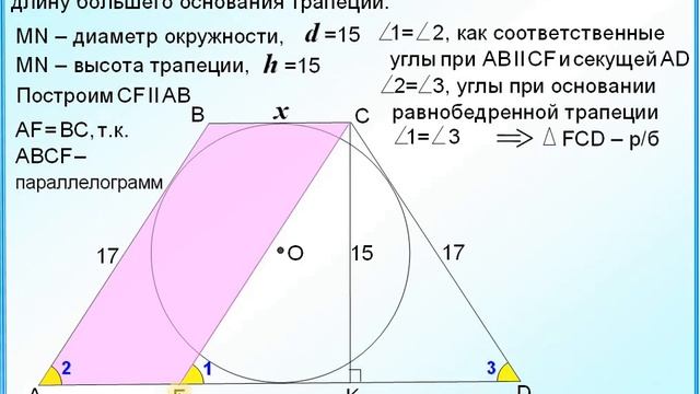 ОГЭ Задание 24 Описанная равнобедренная трапеция смотреть онлайн