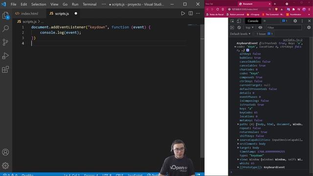 Detectar cuando el usuario presiona una tecla + Explicación profunda del addEventListener callbacks смотреть онлайн