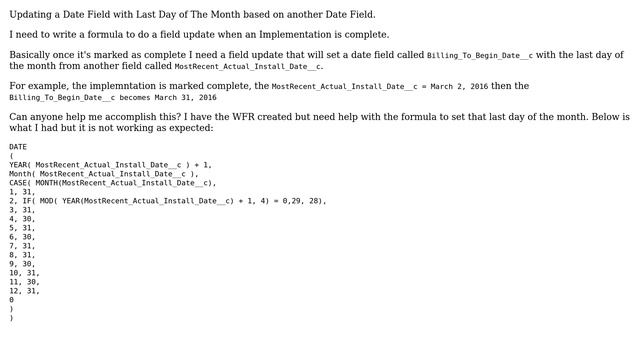 Salesforce: Updating a Date Field with Last Day of The Month based on another Date Field смотреть онлайн