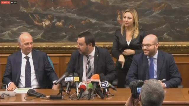 Roma, La Conferenza Stampa Di Salvini, Bussetti E Fontana