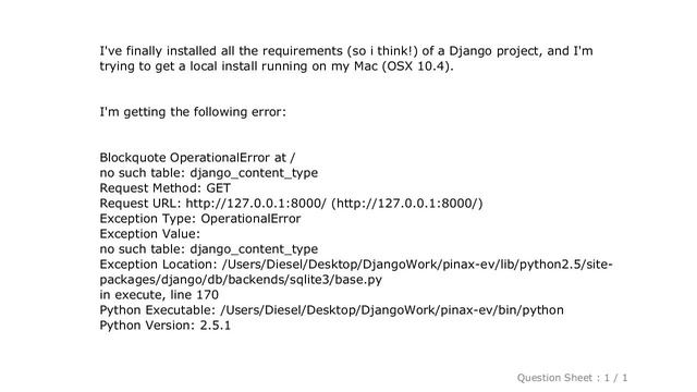 Django : How do I fix this Django error "Exception Type: OperationalError Exception Value: no such смотреть онлайн