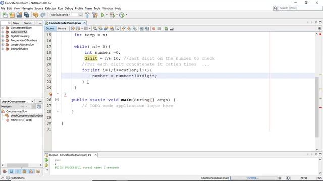 Check concatenated sum of any number | Java NetBeans смотреть онлайн