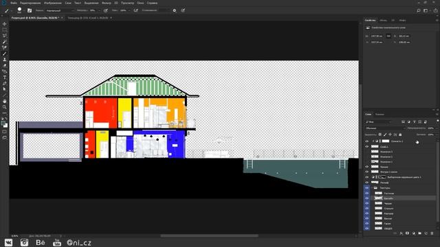 Оформление разреза в Photoshop | Проектирование двухэтажного коттеджа (Часть 9) смотреть онлайн