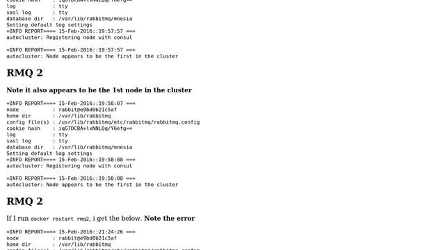 Getting RabbitMQ Autocluster to produce a cluster on Rabbit MQ after Consul registration смотреть онлайн