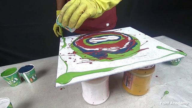 Loving this Green, Maroon, Blue, Silver Delight with Stripped Pour Acrylic Fluid Art смотреть онлайн