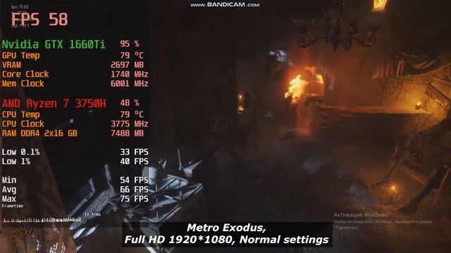 Nvidia GTX 1660Ti 6Gb (Laptop) Metro Exodus fps test смотреть онлайн
