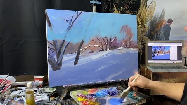 Видеоурок живописи . Заснеженная тропа . Художник Игорь Сахаров смотреть онлайн