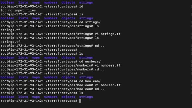 Terraform types or datatypes 1.strings 2.Numbers 3.Booleans 4.lists 5.maps 6.objects смотреть онлайн
